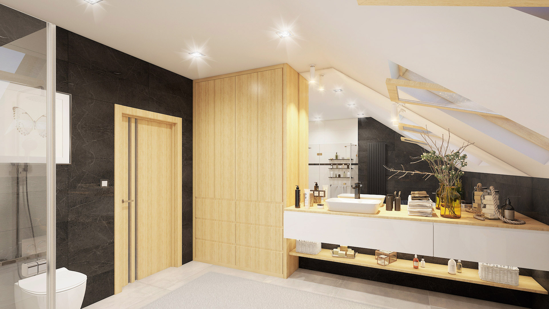 projekt łazienka na poddaszu
