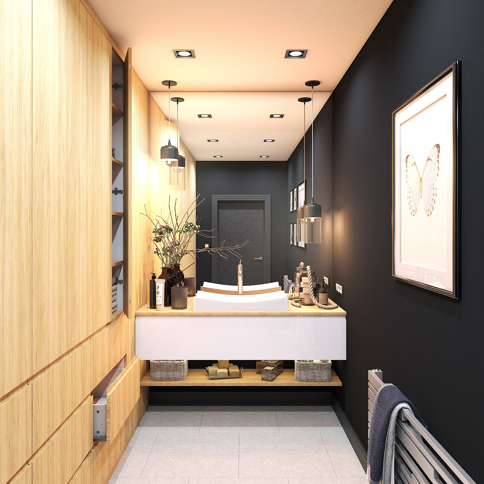 projekt garderoba z łazienką